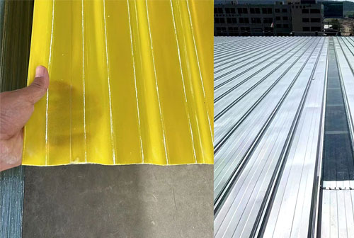 Fiberglass reinforced plastic being used in construction