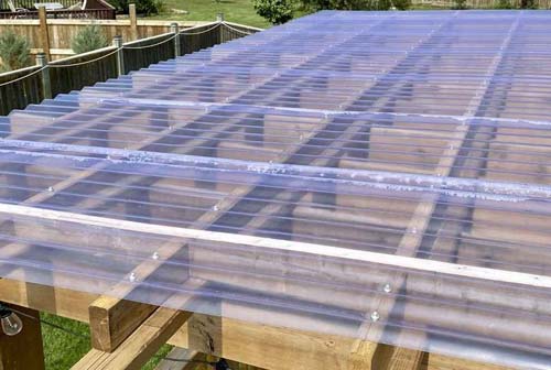 FRP sheets being used in a roof