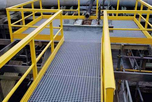 FRP grating being used in a walkway