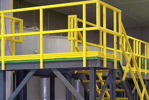 FRP walkways used in food and beverage facilities