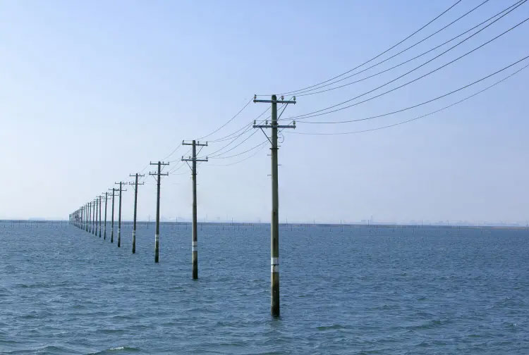 Composite utility pole in a coastal environment