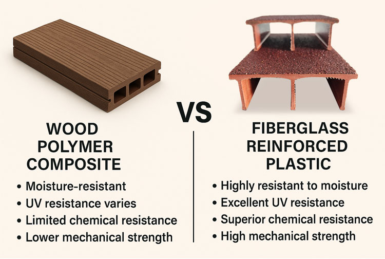 Wood Polymer Composite (WPC) vs Fiberglass Reinforced Plastic (FRP) – Which Performs Better in Harsh