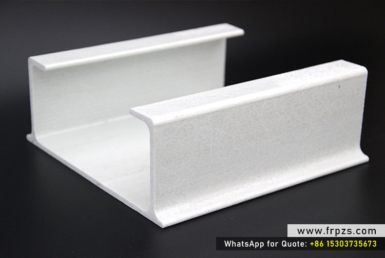 Close-up of a white Fiberglass (FRP) I-beam or H-beam structural profile, showcasing its pultruded texture. Ideal for corrosion-resistant construction projects.