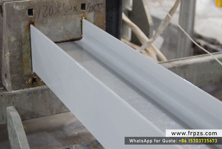 The manufacturing process of fiberglass I-beams.