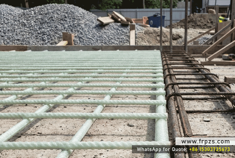 Industrial Comparison of Pultruded GFRP Fiberglass Rebar vs Rusty Traditional Carbon Steel Rebar