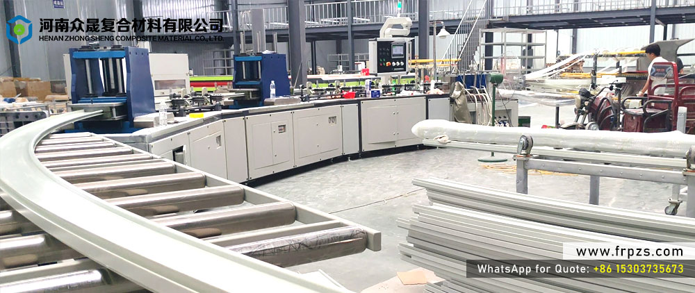 Continuous Curved FRP Profile Pultrusion Machine in Operation at Henan Zhongsheng Factory