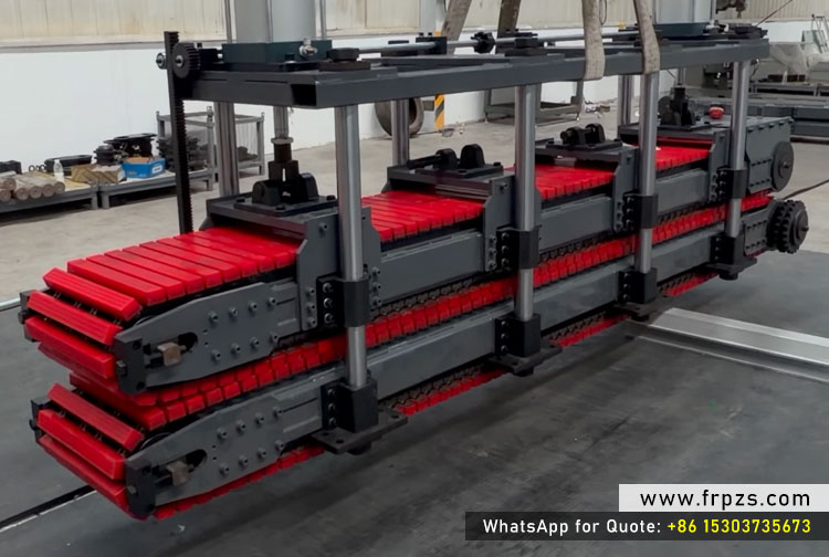 Dual-Crawler Track Mechanism with Polyurethane Clamping Blocks on FRP Pultrusion Machine