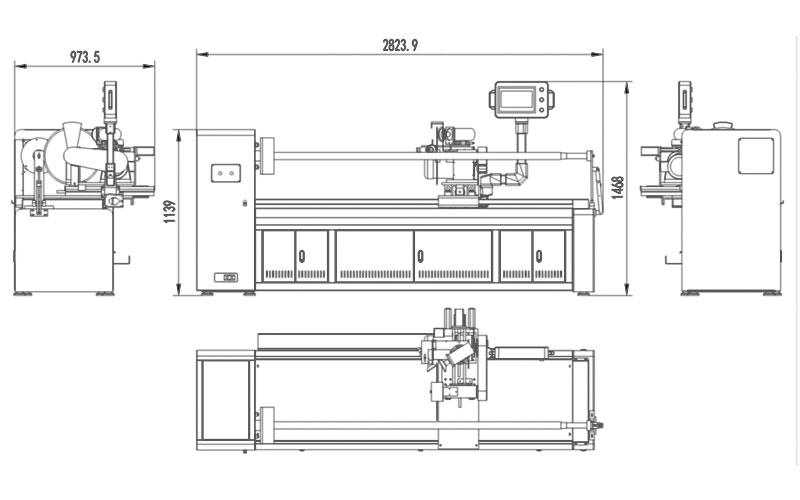 Dimensional CAD Engineering Drawing of Automatic Fiberglass Mat Roll Slitting Machine
